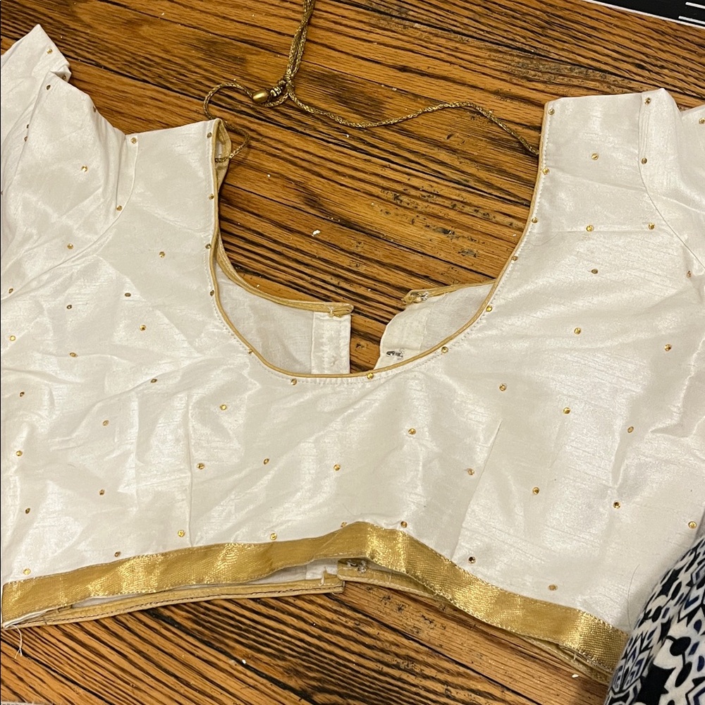 Elegant Cream Women’s Blouse with Gold Stud Accents - Picture 4 of 4